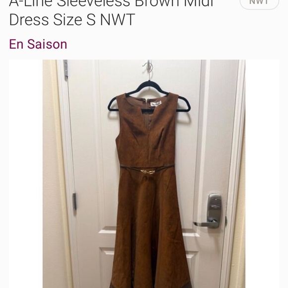 En Saison Eloise Brown faux suede and leather dress - Picture 4 of 8